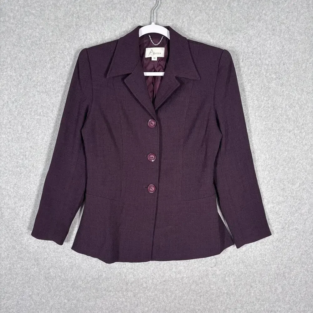 R Queen Blazer Size‎ 6 Purple Tailored Academia Equestrian Preppy Career Dark